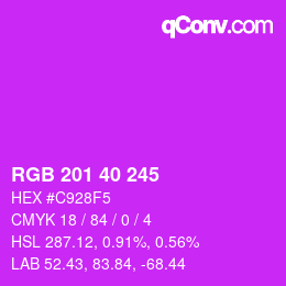Color code: RGB 201 40 245 | qconv.com