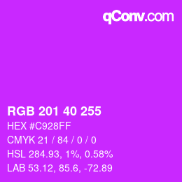 Color code: RGB 201 40 255 | qconv.com