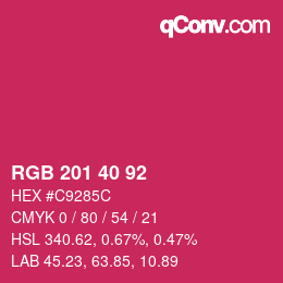 Color code: RGB 201 40 92 | qconv.com