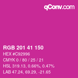 Color code: RGB 201 41 150 | qconv.com