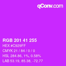 Color code: RGB 201 41 255 | qconv.com