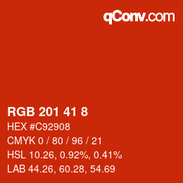 颜色代码: RGB 201 41 8 | qconv.com