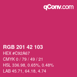 カラーコード: RGB 201 42 103 | qconv.com