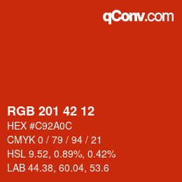 Color code: RGB 201 42 12 | qconv.com