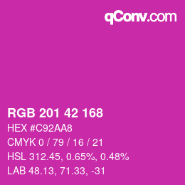 カラーコード: RGB 201 42 168 | qconv.com