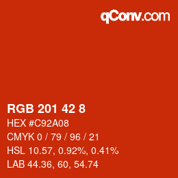 颜色代码: RGB 201 42 8 | qconv.com