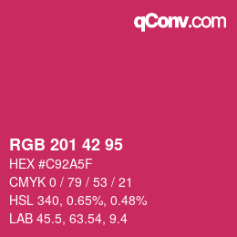 Color code: RGB 201 42 95 | qconv.com