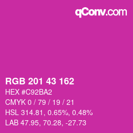 カラーコード: RGB 201 43 162 | qconv.com