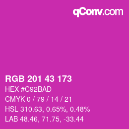 颜色代码: RGB 201 43 173 | qconv.com