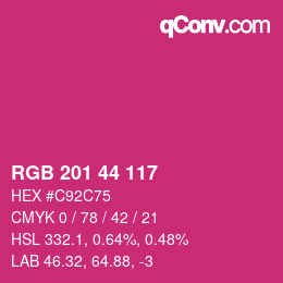 颜色代码: RGB 201 44 117 | qconv.com