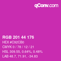 Color code: RGB 201 44 176 | qconv.com