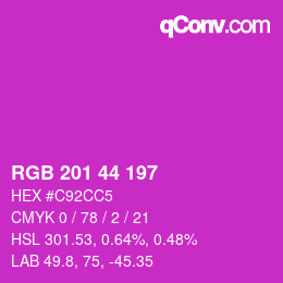 Color code: RGB 201 44 197 | qconv.com