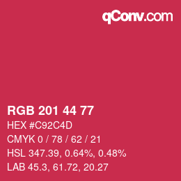 Color code: RGB 201 44 77 | qconv.com