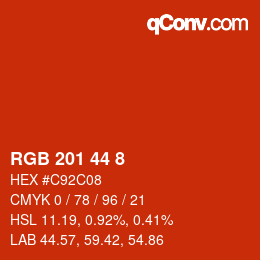 颜色代码: RGB 201 44 8 | qconv.com