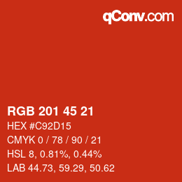 Color code: RGB 201 45 21 | qconv.com