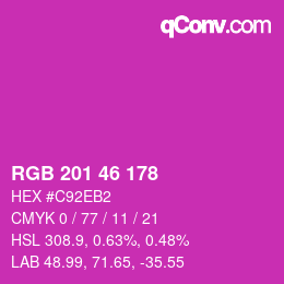 カラーコード: RGB 201 46 178 | qconv.com