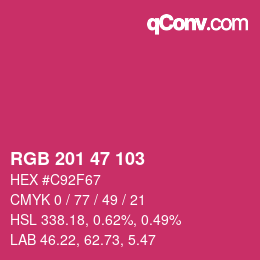 Color code: RGB 201 47 103 | qconv.com