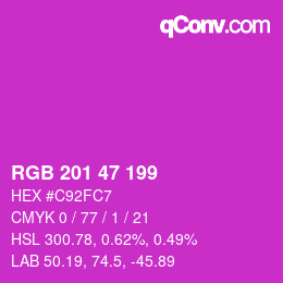 Color code: RGB 201 47 199 | qconv.com
