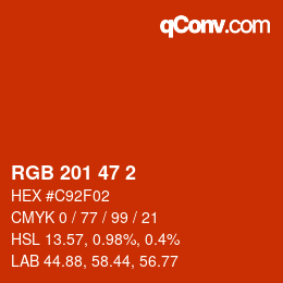 カラーコード: RGB 201 47 2 | qconv.com