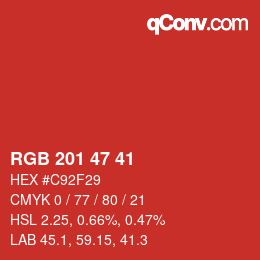 Color code: RGB 201 47 41 | qconv.com