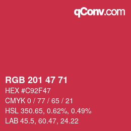 カラーコード: RGB 201 47 71 | qconv.com
