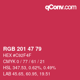 Color code: RGB 201 47 79 | qconv.com