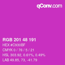 カラーコード: RGB 201 48 191 | qconv.com
