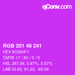 カラーコード: RGB 201 48 241 | qconv.com