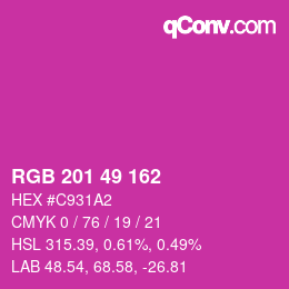 カラーコード: RGB 201 49 162 | qconv.com