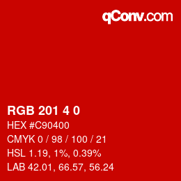 Color code: RGB 201 4 0 | qconv.com