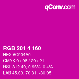 Color code: RGB 201 4 160 | qconv.com