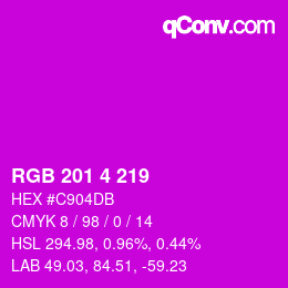 Color code: RGB 201 4 219 | qconv.com