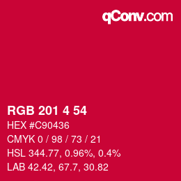 Color code: RGB 201 4 54 | qconv.com