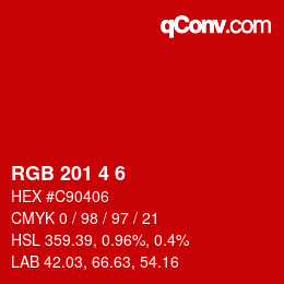 Color code: RGB 201 4 6 | qconv.com