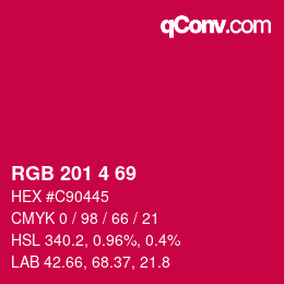 Color code: RGB 201 4 69 | qconv.com
