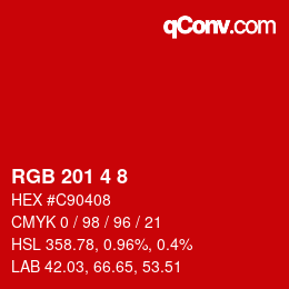 Color code: RGB 201 4 8 | qconv.com