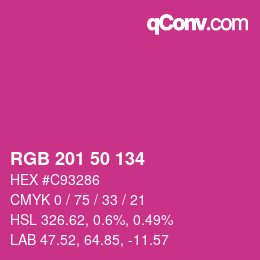 Color code: RGB 201 50 134 | qconv.com