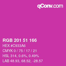Color code: RGB 201 51 166 | qconv.com