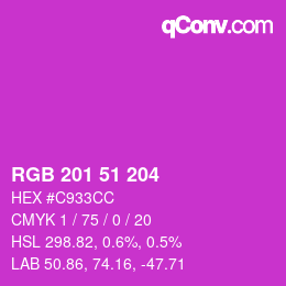 颜色代码: RGB 201 51 204 | qconv.com