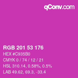 カラーコード: RGB 201 53 176 | qconv.com
