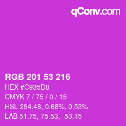 Color code: RGB 201 53 216 | qconv.com