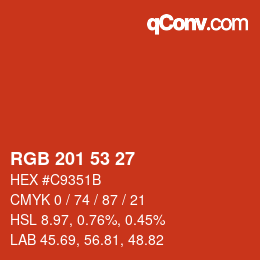 Code couleur: RGB 201 53 27 | qconv.com