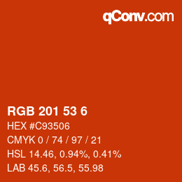 Color code: RGB 201 53 6 | qconv.com