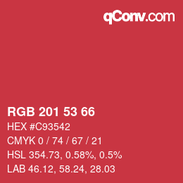 Color code: RGB 201 53 66 | qconv.com