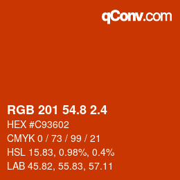 カラーコード: RGB 201 54.8 2.4 | qconv.com