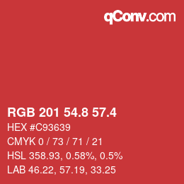 カラーコード: RGB 201 54.8 57.4 | qconv.com