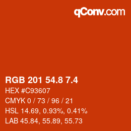 カラーコード: RGB 201 54.8 7.4 | qconv.com