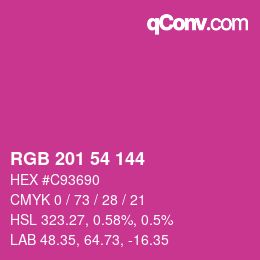 Color code: RGB 201 54 144 | qconv.com