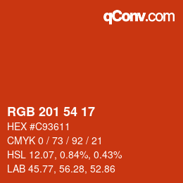 カラーコード: RGB 201 54 17 | qconv.com