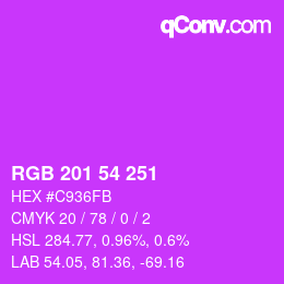 Color code: RGB 201 54 251 | qconv.com